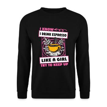 Coffee Espresso Funny - Unisex Sweatshirt - black - Front - Alina (178cm) & Michal (187cm)