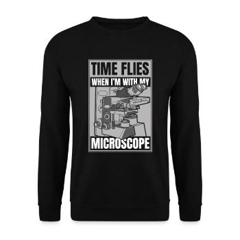Biologie Biologe Mikroskop - Unisex Pullover - Schwarz - Vorne - Alina (178cm) & Michal (187cm)