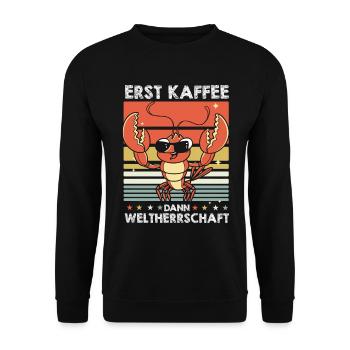 Hummer Lobster Kaffee - Unisex Pullover - Schwarz - Vorne - Alina (178cm) & Michal (187cm)