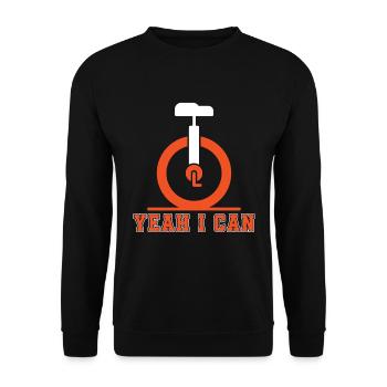 Unicycle yes I Can Cycling One Wheel Unicyclist - Unisex Sweatshirt - black - Front - Alina (178cm) & Michal (187cm)