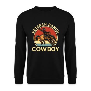 Rodeo Cowboy Veteran Ranch Cowboy - Unisex Pullover - Schwarz - Vorne - Alina (178cm) & Michal (187cm)