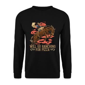 Rodeo Cowboy Pizza Ranch Cowboy - Unisex Pullover - Schwarz - Vorne - Alina (178cm) & Michal (187cm)