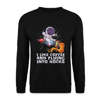 Space Space Coffee Astroid Diversion - Sweat-shirt Unisexe - noir - Devant - Alina (178cm) & Michal (187cm)
