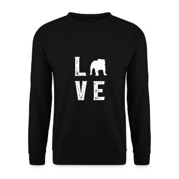 English bulldog Love - Unisex Sweatshirt - black - Front - Alina (178cm) & Michal (187cm)