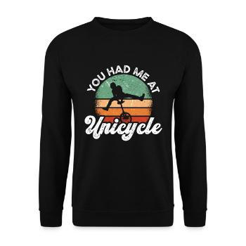 Unicycle You Had Me At Retro Unicycling Unicyclist - Unisex Sweatshirt - black - Front - Alina (178cm) & Michal (187cm)
