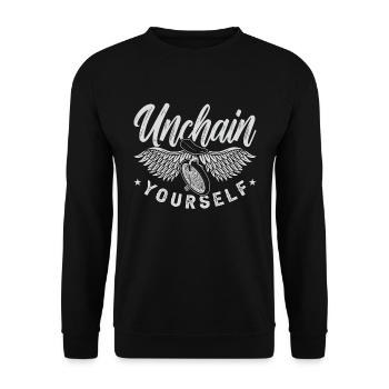 Unicycle Unchain Yourself One Wheel Unicyclist - Unisex Pullover - Schwarz - Vorne - Alina (178cm) & Michal (187cm)