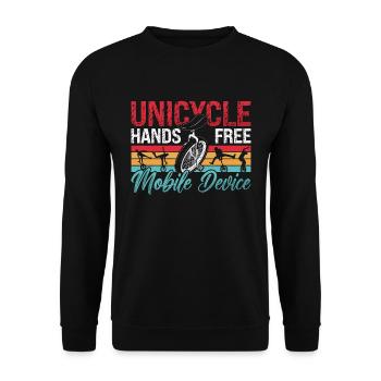 Unicycle Hands Free Mobile Retro Unicycle Rider - Unisex Pullover - Schwarz - Vorne - Alina (178cm) & Michal (187cm)