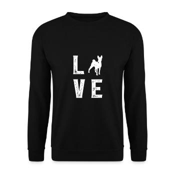 Basenji Love - Unisex Pullover - Schwarz - Vorne - Alina (178cm) & Michal (187cm)