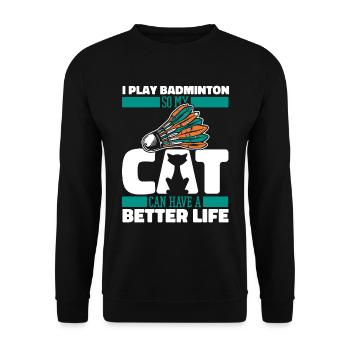 Badminton badminton cat - Unisex Sweatshirt - black - Front - Alina (178cm) & Michal (187cm)