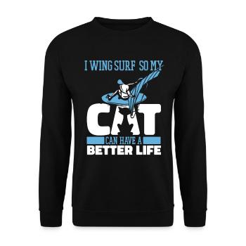 Wing Surf Wing Foil Katze - Unisex Pullover - Schwarz - Vorne - Alina (178cm) & Michal (187cm)