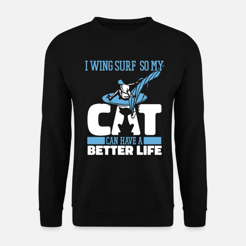 Wing Surf Wing Foil Cat - Unisex Sweatshirt - black