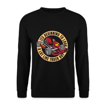 Go Kart Kartfahren Kartfahrer Witzig - Unisex Pullover - Schwarz - Vorne - Alina (178cm) & Michal (187cm)