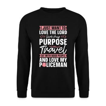 Policier Je veux juste aimer le Seigneur Police - Sweat-shirt Unisexe - noir - Devant - Alina (178cm) & Michal (187cm)