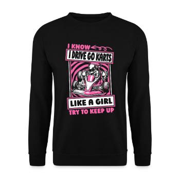 Go Kart Karting Karting Driver Girl - Unisex Sweatshirt - black - Front - Alina (178cm) & Michal (187cm)