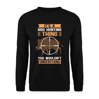 Chasse au sanglier Chasseurs Chasse Sanglier Cadeau - Sweat-shirt Unisexe - noir - Devant - Alina (178cm) & Michal (187cm)