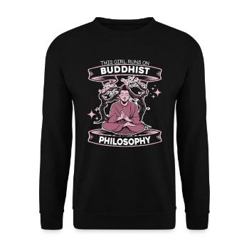 Buddha Buddhist Witzig - Unisex Pullover - Schwarz - Vorne - Alina (178cm) & Michal (187cm)