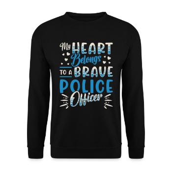 Police Officer My Heart Belongs To A Policeman - Unisex Pullover - Schwarz - Vorne - Alina (178cm) & Michal (187cm)