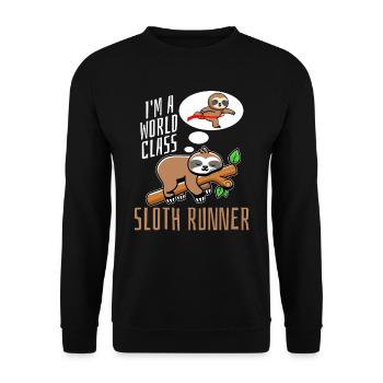 Sloth Runner Sloth Runs - Sweat-shirt Unisexe - noir - Devant - Alina (178cm) & Michal (187cm)