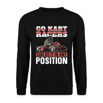 Go Kart Kartfahren Kartfahrer Witzig - Unisex Pullover - Schwarz - Vorne - Alina (178cm) & Michal (187cm)