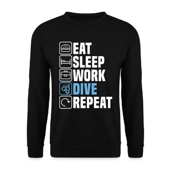 Plongée Plongeurs Nourriture Dormir - Sweat-shirt Unisexe - noir - Devant - Alina (178cm) & Michal (187cm)