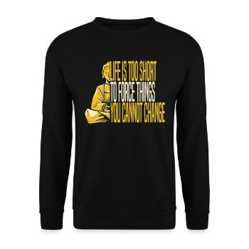 Buddha Buddhist Buddha Lass Den Scheiß Los - Unisex Pullover - Schwarz - Vorne - Alina (178cm) & Michal (187cm)