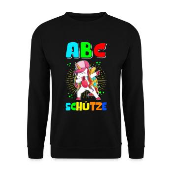 Einschulung Schulanfang Schulkind Schule Geschenk - Unisex Pullover - Schwarz - Vorne - Alina (178cm) & Michal (187cm)