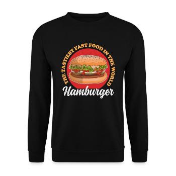 Hamburger Fast Food Burger Fastfood Geschenk - Unisex Pullover - Schwarz - Vorne - Alina (178cm) & Michal (187cm)