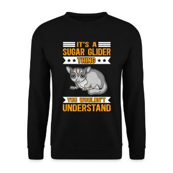 Sugar Glider | Kurzkopfgleitbeutler Geschenk - Unisex Pullover - Schwarz - Vorne - Alina (178cm) & Michal (187cm)