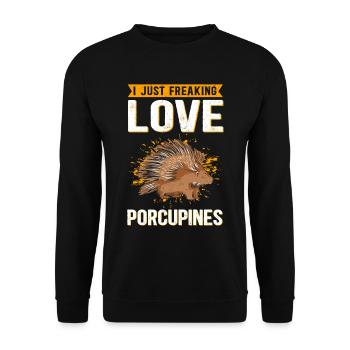 Porcupine Porcupines Gift - Unisex Sweatshirt - black - Front - Alina (178cm) & Michal (187cm)