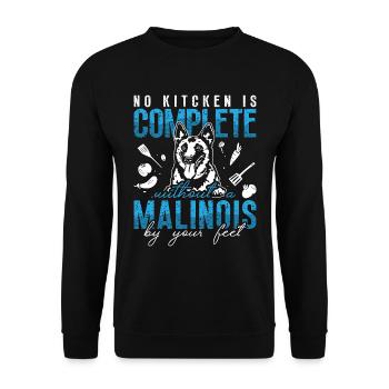 Belgian Malinois No Kitchen Is Complete Police Dog - Unisex Pullover - Schwarz - Vorne - Alina (178cm) & Michal (187cm)