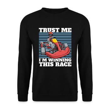 Go Kart Kartfahren Kartfahrer Gewinner - Unisex Pullover - Schwarz - Vorne - Alina (178cm) & Michal (187cm)