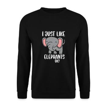 I just like elephants - Unisex Sweatshirt - black - Front - Alina (178cm) & Michal (187cm)