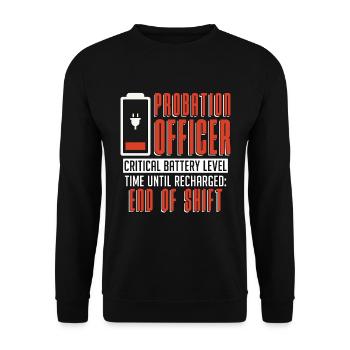 Probation Officer Critical Battery Correctional - Unisex Pullover - Schwarz - Vorne - Alina (178cm) & Michal (187cm)