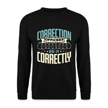 Correction Officers Do It Correctly Prison Guard - Unisex Sweatshirt - black - Front - Alina (178cm) & Michal (187cm)