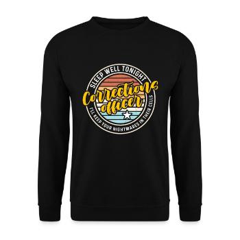 Corrections Officer Sleep Well Tonight Thin Silver - Unisex Sweatshirt - black - Front - Alina (178cm) & Michal (187cm)
