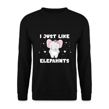 I just like elephants - Unisex Sweatshirt - black - Front - Alina (178cm) & Michal (187cm)