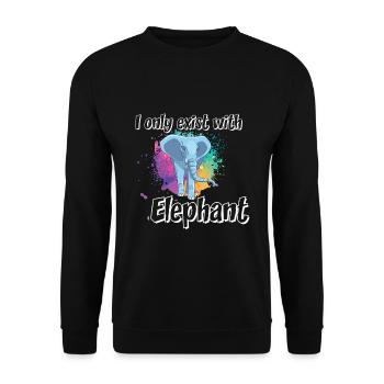 I only exist with elephant - Unisex Sweatshirt - black - Front - Alina (178cm) & Michal (187cm)