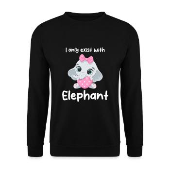 I only exist with elephant - Unisex Sweatshirt - black - Front - Alina (178cm) & Michal (187cm)