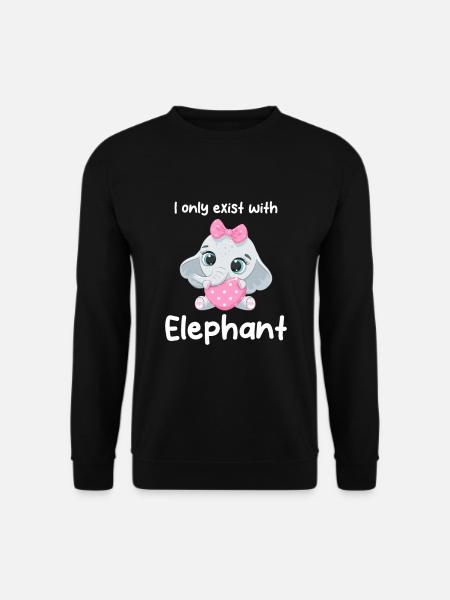I only exist with elephant - Unisex Sweatshirt - black
