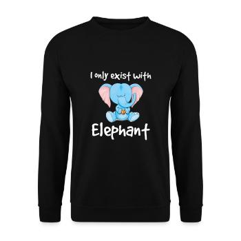 I only exist with elephant - Unisex Sweatshirt - black - Front - Alina (178cm) & Michal (187cm)