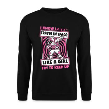 Astronaut Astronaut Cosmonaut Girl - Unisex Sweatshirt - black - Front - Alina (178cm) & Michal (187cm)