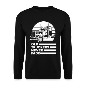 Lkw Fahrer Trucker Lastwagenfahrer Alter Trucker - Unisex Pullover - Schwarz - Vorne - Alina (178cm) & Michal (187cm)