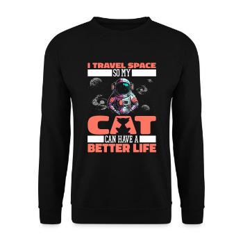 Astronaut, astronaut, cosmonaut, cat - Unisex Sweatshirt - black - Front - Alina (178cm) & Michal (187cm)