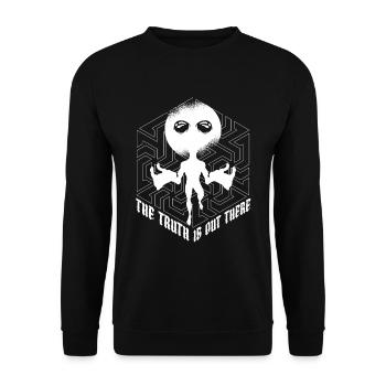 Christ Christentum Lustig Außerirdischer Jesus - Unisex Pullover - Schwarz - Vorne - Alina (178cm) & Michal (187cm)