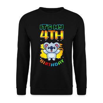 4. Geburtstag | 4 Jahre alt Geschenkidee Geschenk - Unisex Pullover - Schwarz - Vorne - Alina (178cm) & Michal (187cm)