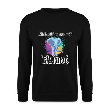 Mich gibt es nur mit Elefant - Unisex Pullover - Schwarz - Vorne - Alina (178cm) & Michal (187cm)