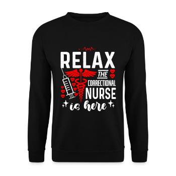 Correctional Nurse Relax The Correctional Medicine - Unisex Sweatshirt - black - Front - Alina (178cm) & Michal (187cm)