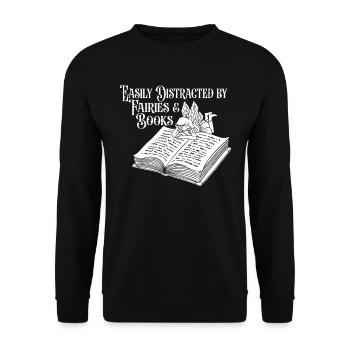 Buch Leseratte Bücherwurm Niedlich Buchfee - Unisex Pullover - Schwarz - Vorne - Alina (178cm) & Michal (187cm)