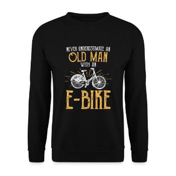 Ne sous-estimez jamais un homme avec un vélo électrique - Sweat-shirt Unisexe - noir - Devant - Alina (178cm) & Michal (187cm)