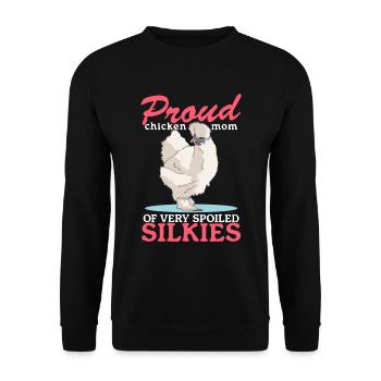 Silk Chicken Mom Chicken Silk Chicken Silkie Gift - Unisex Sweatshirt - black - Front - Alina (178cm) & Michal (187cm)